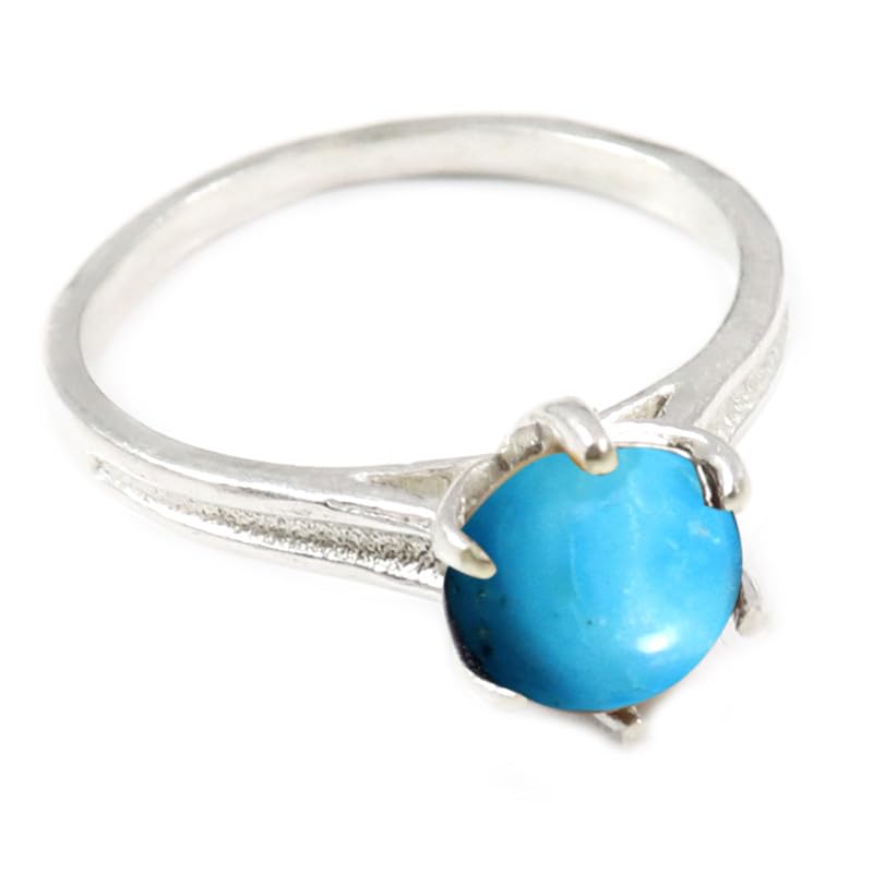 JEWELSTREZORO TSR361AA - Anillo de plata de ley con piedras preciosas para hombre y mujer, todos los tamaños, hecho a mano, K 1/2, Metal Piedra preciosa., Turquesa cultivada en laboratorio