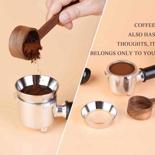 Image of 51mm Portafilter Powder Ring, Stainless Steel Magnetic Powder Ring, Espresso Dosing Funnel Precision Aluminum Alloy Coffee Dosing Ring,Prevent Ground Coffee from Spilling (Silver)