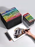 TOUCH SKETC Set di 204 pennarelli colorati per adulti, pennarelli a doppia punta ad alcool, pennarelli indelebili per disegnare, schizzi, anime, manga, scarabocchi divertenti con custodia per il