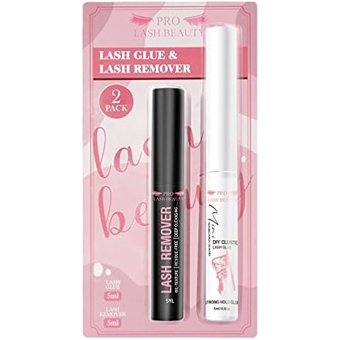 Lash Bond and Lash Remover Kit for Lash Clusters Cluster Lash Glue Eyelash Remover DIY Lash Extension Glue Strong Hold 48 Hours Oil Remover Fast Remove Residue(Clear Bond+Remover) Cover