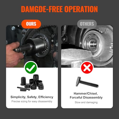 Image of VEVOR Wheel Bearing Press Kit, 23 pcs FWD Bearing Puller Tools, for Front Wheel Drive Bearing Removal and Installation, Wheel Bearing Tool with Sliding Screws, Bushings, Sleeve Plates, Storage Case
