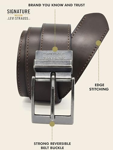 Image of Levi Strauss Signature - Premium Leather Reversible Belt for Men for Jeans, Work, Dress & Casual pants | Cinturon Para Hombre