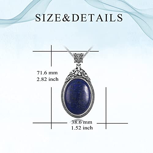 Vijashop Lapis Lazuli Necklace For Women Stainless Steel Oval Stone Pendant Vintage Gemstone Jewelry Gifts For Wife Mom Girls #TOP3