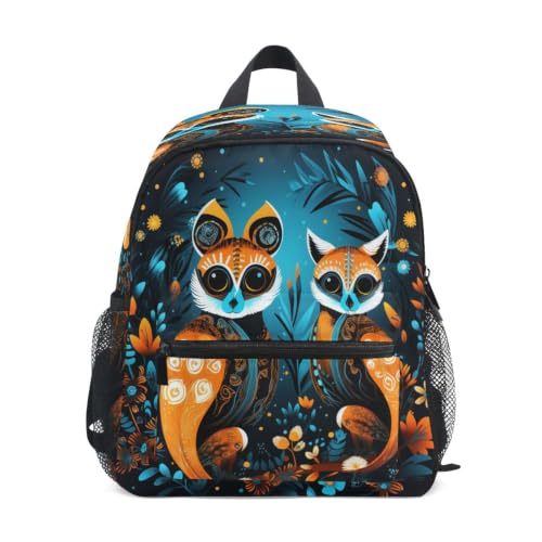 Sac à dos enfant motif renard et lémuriens pour école maternelle filles garçons de 3 à 8 ans