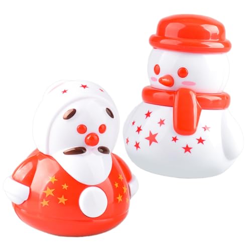 Ipetboom 2 Piezas de Muñeco de Nieve Giratorio de Plástico Mini Figura Decorativa para Escritorio y Hogar Adorno Navideño Adorable y Compacto para Decoración Navideña