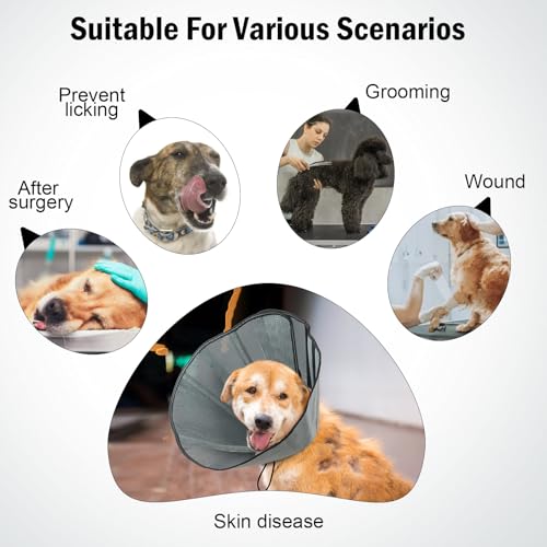 Hundehalsband mit Kegel für große,mittelgroße Hunde,Weiche Hundehalsband Alternative nach der Operation,Einstellbares Genesungshalsband für Haustiere,Leichtes,abgerundetes Halsband gegen Lecken