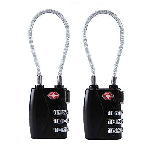 Cadenas à Bagages TSA,2 Pack Cadenas de sécurité à 3 Chiffres,sécurité câble Bagages serrures,Serrures à Bagages,Cadenas à Combinaison pour Les valises de Voyage Valise Sac de Bagages