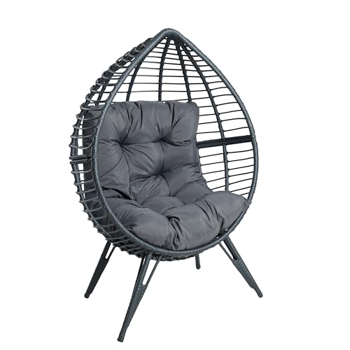ESTEXO XXL Lounge Sessel Rattansessel Polyrattan Korbsessel Rattan Relaxsessel Gartenstuhl mit Kissen Anthrazit