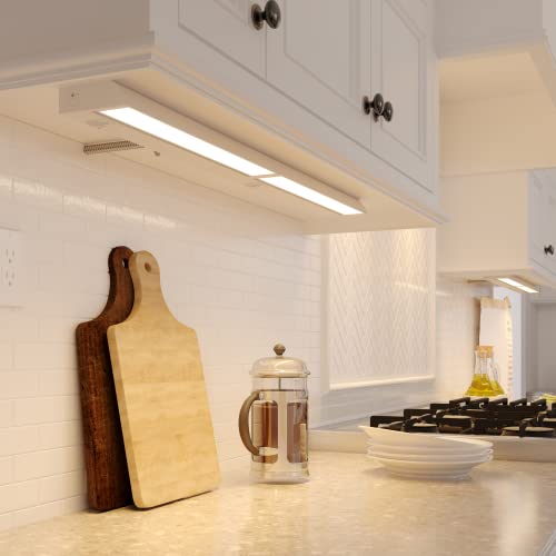 Image of GETINLIGHT 18-Inch Swivel LED Under Cabinet Light, 3-CCT Selectable, White | Choose from 2700K, 4000K, or 5000K. Glass lens, wall-dimmer compatible. Model: IN-0202-2-WH