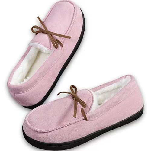 AuraGlor Unisex Moccasin Slippers for Women & Men – Cozy Faux Fur Lining, Memory Foam House Shoes, Non-Slip Rubber Sole, Classic Suede-Style Loafers for Indoor & Outdoor