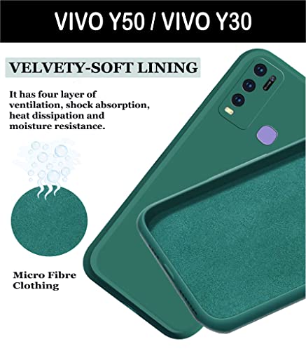 Image of A rtistque Liquid TPU Silicone Matte Shockproof Flexible with Camera Protection Soft Back Cover Case for Vivo Y50 / Vivo Y30 - Green