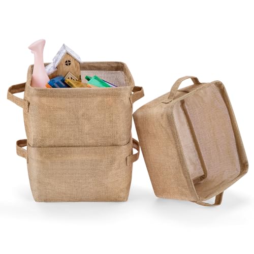 AARAINBOW Storage Basket Bins Canvas Mini Storage Cubes Storage Basket for Makeup, Baby Toys Liners, Books Nursery Storage Baskets with Handles for...