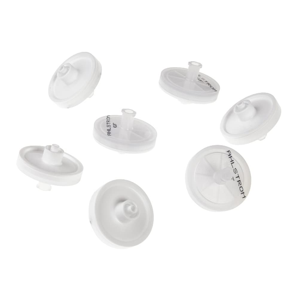 neoLabneoLab 8-7053 Ahlstrom Fibreglass/ABS ReliaPrep Syringe Attachment Filter, Non-Sterile, Luer Lock Female, 0.70 µm Pore Size, Outer Diameter 28 mm, Transparent, Pack of 500