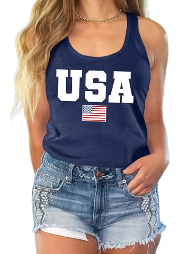 Image of Ithalt Womens American Flag Shirts 4th of July Outfits USA T-Shirt Patriotic Tank Shirt Fourth of July Sleeveless Tops