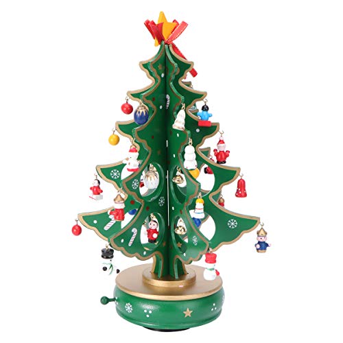 ifundom Classico Carillon in Legno Design a orologeria Albero di Natale con Pendenti Carillon in Miniatura Fatto a Mano per Il Compleanno Regalo di San Valentino (Verde) Xmas Supplies