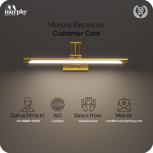 Image of Murphy NovaLine 12W Golden Mirror Light | 3-in-1 Color Changing | Aluminium Body | Wall Mount Vanity Light for Bathroom & Dressing Table (2-Year Warranty)-Pack of 2