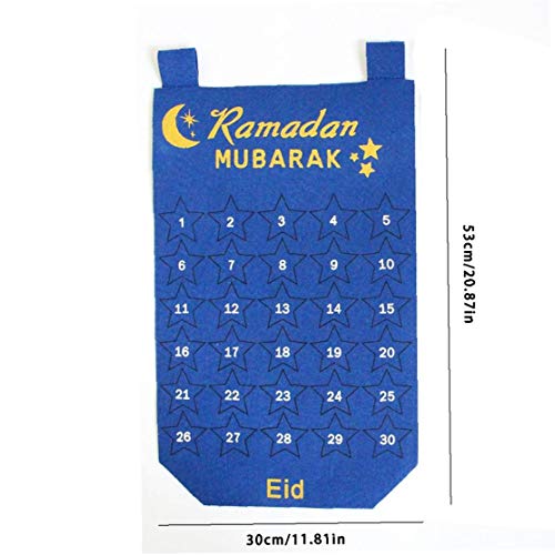 Eid Mubarak Calendar Ramadan Countdown Kalender Hanging Mubarak Decoraties voor Eid Ornaments Blue - Image 6