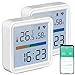 Produktbild Luminea Home Control Temperatursensor WLAN: 2er-Set WLAN-Temperatur-und Luftfeuchtigkeitssensor, Datenlogger (Smart Thermometer, Thermometer-Hygrometer, Luftbefeuchter für Heizung)