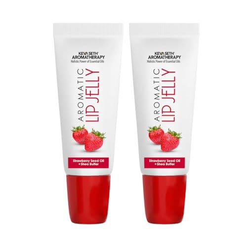 Image of Keya Seth Aromatherapy Aromatic Lip Jelly Strawbery, Tinted Lip Balm, Strawbery Seed Ol) & Shea Butter, Brightening and Moisturizing Dark Lips (Pack Of 2)