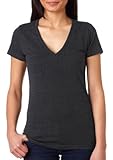 Bella + Canvas Womens 3.4 oz. Triblend Deep V-Neck (8435) -CHAR-BLACK T -L