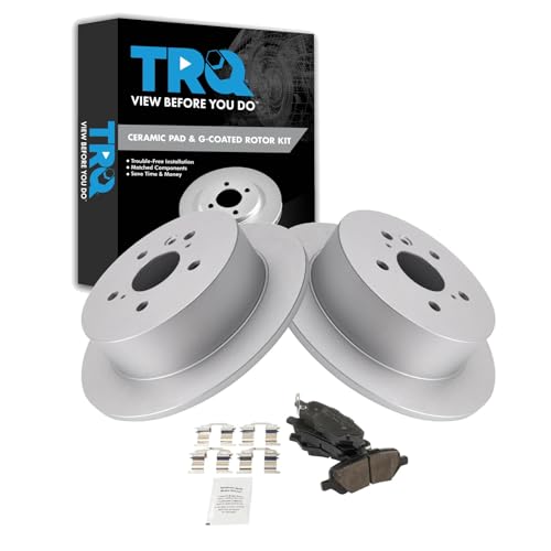 Image of TRQ Rear Brake Pad and Rotor Set Ceramic Coated Rotors Compatible with 2009-2015 Toyota Venza