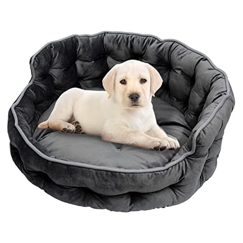 QUVITA Rund Hundebett Hundekorb für Wolke Kleine Große Hunde Sofa Katzenbett 60 cm Luxuriös Cozy Haustier Bett & Sofa Verbesserte rutschfeste Unterseite Cover