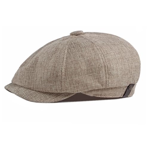 Light Khaki Octagon Hat Men's Thin Section Imitation Hemp Duck Tongue Cap Men Retro Leisure Beret Children