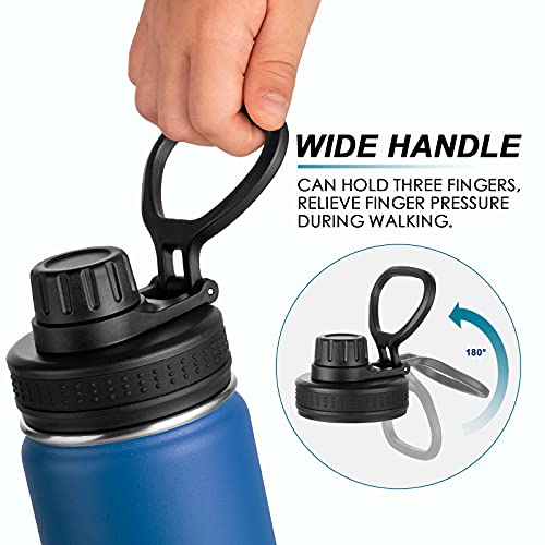 Image of koodee Water Bottle 2 Pack-12 oz Stainless Steel Vacuum Insulated Sports Water Bottle for School with Leakproof Spout Lid(Navy-Grass Green)