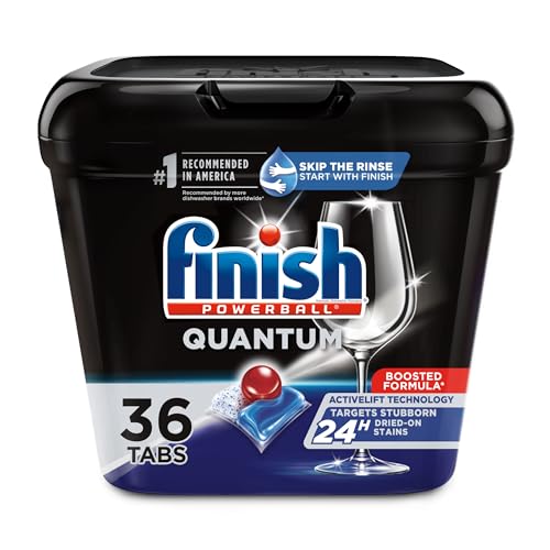 Image of Finish Quantum Dishwasher Pods, No Pre-Rinse Dishwasher Detergent Soap Removes 24HR Dried-On Stain and Grease, Leaving a Virtually Spotless Shine, 36 Count