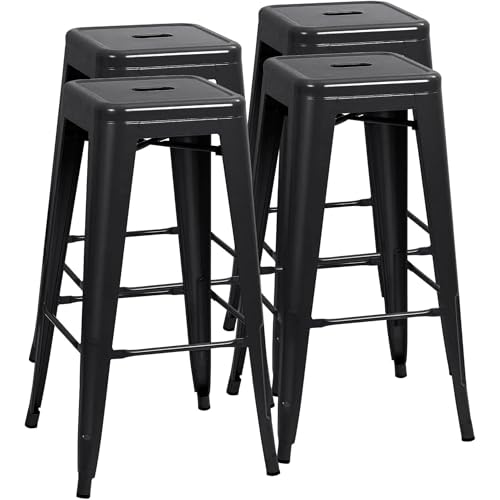 Taburetes de bar metálicos JUMMICO de 30 pulgadas, estilo industrial, apilables, sin respaldo, para interior y exterior miniatura 1