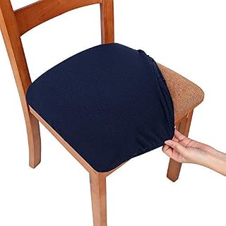 Homaxy Stretch Jacquard Dining Chair Seat Covers Set of 4, Removable Washable Anti-Dust Dining Room Chair Seat Cushion Slipcovers with Ties, Grey