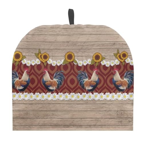 ORGYPET Roosters Tea Pot Cover for Keeping Warm Modern Breakfast Warmer Cover with Drawstring Washable Tea Cozy for Teapot Insulated Kettle Dustproof Cover Home Decor Gift for Holiday