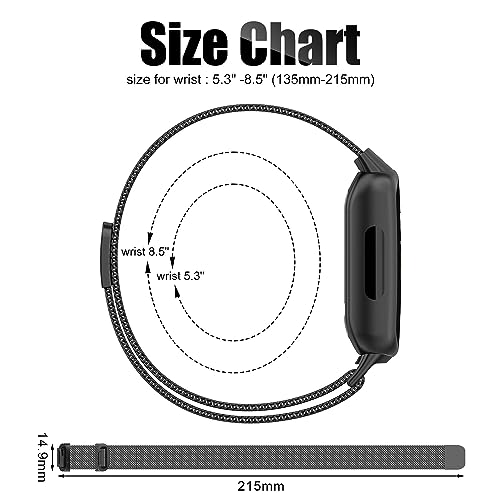 KINBOM Replacement Strap for Fitbit Inspire 3, Adjustable Metal Watch Bands with Magnetic Loop - Image 2