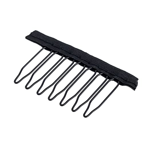SWACC 100 peines para pelucas metálicos 7 dientes negros miniatura 2