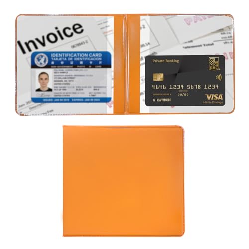 Ziciner Car Registration and Insurance Holder, 5.2"× 4.7" Premium Leather Auto Glove Box Organizer with Closure, Essential Car Document Holder for Card, Driver License (Orange)