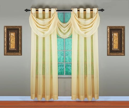 Image of Today's Curtain, Emelia Grommet Sheer Panel 84 inch Gold, 59 inch W x 84 inch L