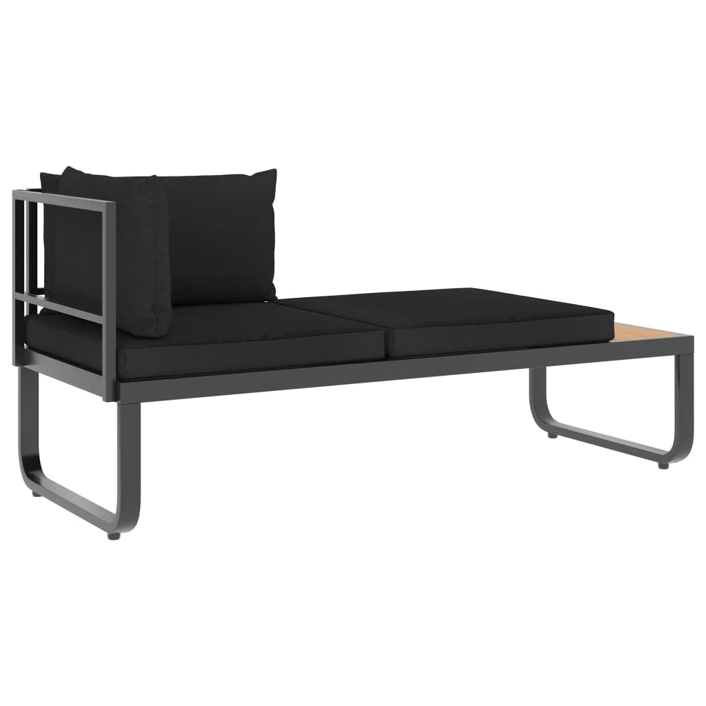 Set Divano da Giardino 4 Pezzi Angolo Alluminio WPC con Cuscini Grigio Scuro Marrone per Esterno Interno Salotto Relax Poltrone Tavolino Incluso