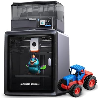 Anycubic Kobra S1C Multi-Color 3D Printer with Active Filament Drying, 600mm/s High Speed CoreXY 3D Printer, Fully Enclosed & Auto Leveling, 4-Color Printing Bulit-in, Smart APP Control