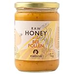 Mellona 100% Raw Honey with Bee Pollen, Unheated, Unfiltered & Unprocessed, Natural & Creamy, Wildflower Golden Honey, 1KG