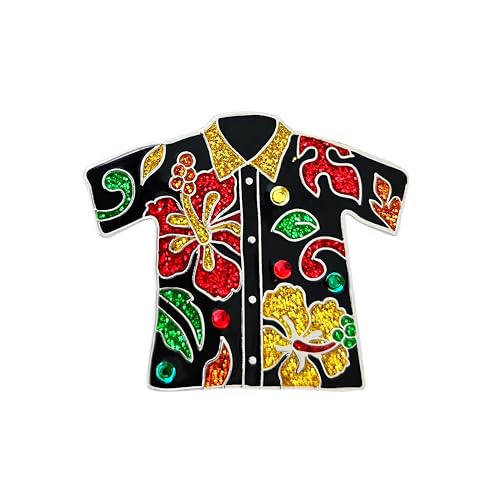 Navika Aloha Hawaiian Shirt Golf Ball Marker with Austrian Crystals | Magnetic Hat Clip Included | Tropical Hula Themed Accessory for Golfers | Hawaii Golf Gift/Souvenir