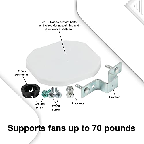 Ciata Ceiling Fan Mounting Bracket, Heavy Duty Metal Mounting Saf-T-Brace With Locking Teeth, 3 Teeth For Lock Into Joist, Twist And Lock With 1-1/2 Inch Ceiling Fan Box Mount, Light Electrical Box - 3 Pack #TOP4