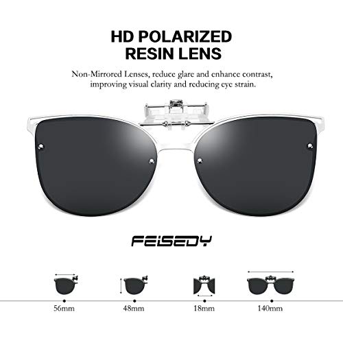 Feisedy Clip On Polarized Sunglasses Cat Eye Flip For Eyewear Glasses B2436 #TOP1