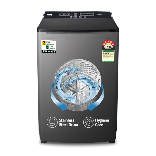 Image of VW V8 TurboWash 8 Kg 5 Star Fully-Automatic Top Loading Washing Machine (Grey)