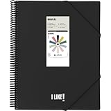 Grafoplas Maxiplas Like Ordner aus Kunststoff, A4, Schwarz, 30 transparente Hüllen, Spiral-PVC, perfekt für Schul- und Büromaterialien