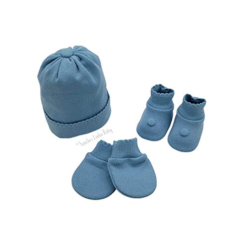 Kit Saida Maternidade Recem Nascido Menino Azul Liso