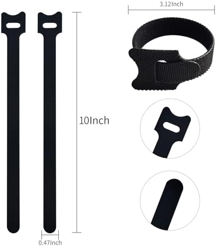 120 PCS 10 Inches Black Reusable Cable Ties,Multi-purpose Adjustable Cord Straps,Cable Organizer,Cord Wrap and Hook Loop Cords Management,Adjustable Cord Ties for Home,Garden,Office,Data Centers - 1