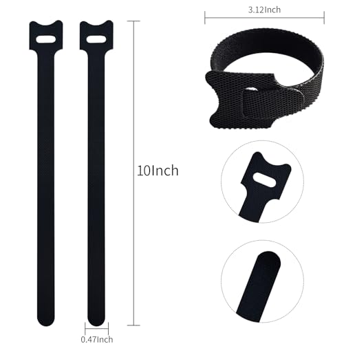 120 PCS 10 Inches Black Reusable Cable Ties,Multi-purpose Adjustable Cord Straps,Cable Organizer,Cord Wrap and Hook Loop Cords Management,Adjustable Cord Ties for Home,Garden,Office,Data Centers