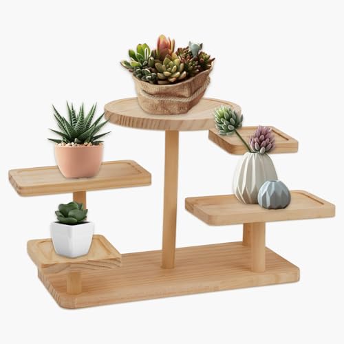 JUMRHFAN Kleiner Pflanzenständer aus Holz, Pflanzenregal für die...