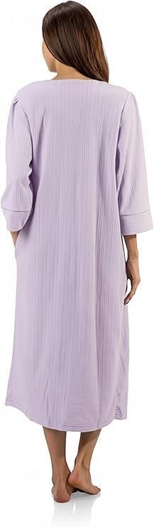 Image of Casual Nights - Jacquard Fleece zip up robes for women | women's house coats with pockets | Duster For Ladies