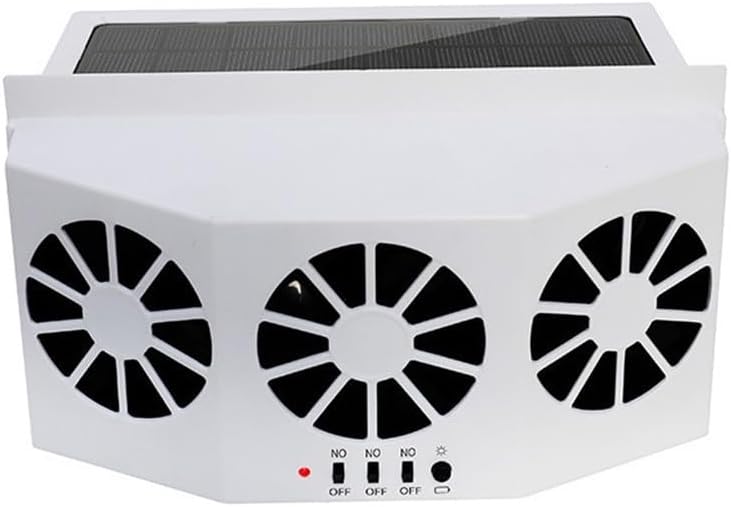 Car Exhaust Fan with Solar Panel for Energy Efficient Cooling 220x65x110mm Solar Powered Car Ventilator 2.4V 1.5W ABS Solar Power Car Exhaust Fans with 3 Air Outlet Black/White(white)